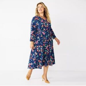 Women’s Croft & Barrow V -Neck midi‎ dress Size M NWT